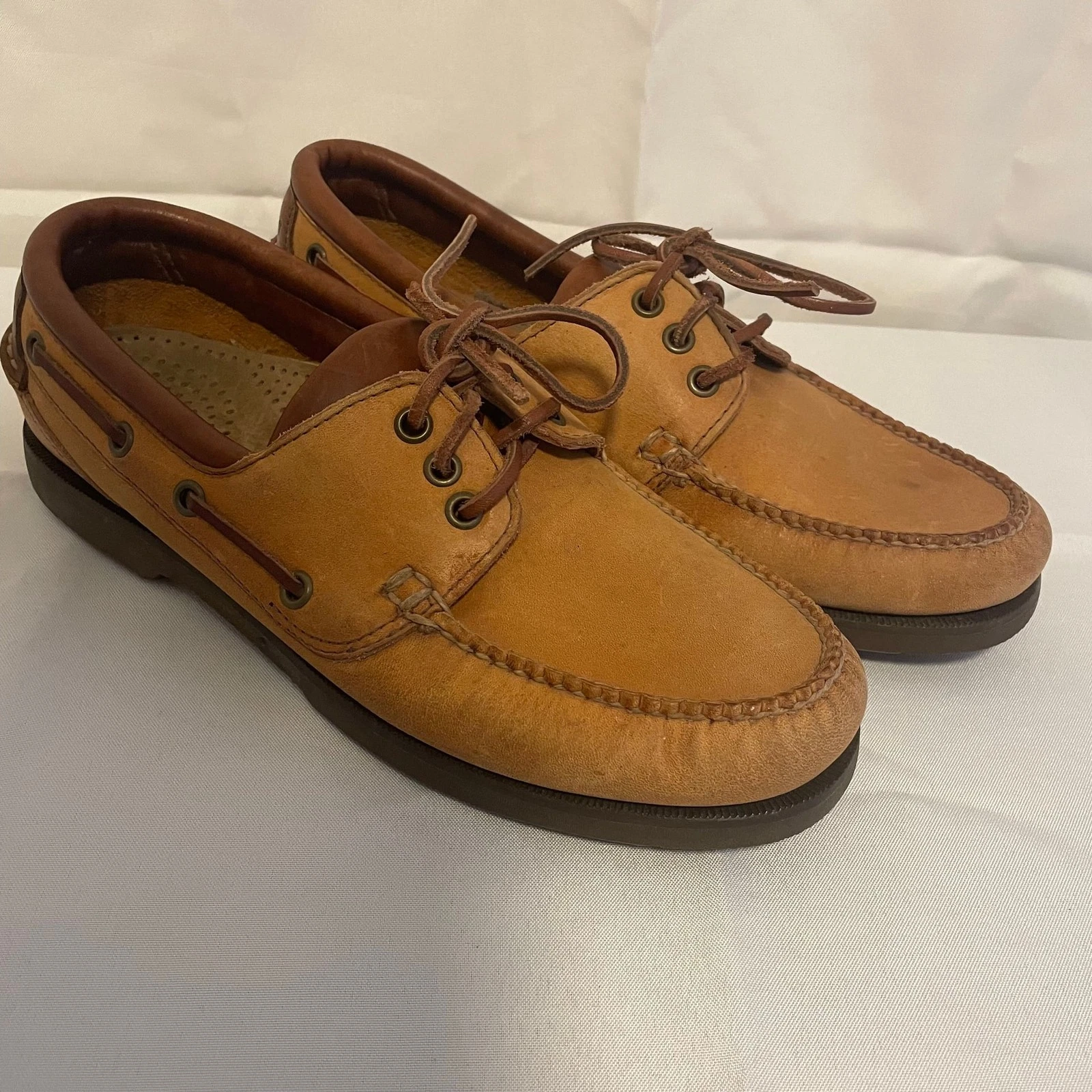 TIMBERLAND Mocassini scarpe da barca Cole Haan classici in pelle marrone da uomo lacci in pelle grezza