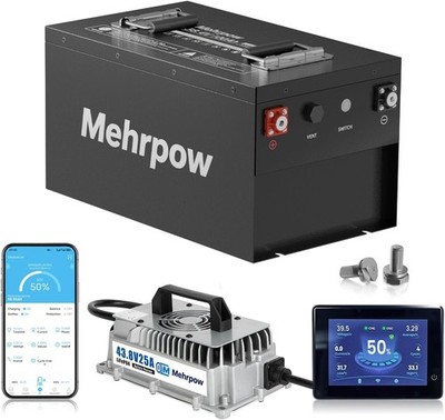 36V 100Ah Golf Cart LiFePO4 Lithium Battery 200A BMS +Monitor+Bluetooth+ Charger