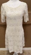 Lauren Ralph Lauren White Crochet Lace Boatneck Dress Shirt Sleeves Size Size PL