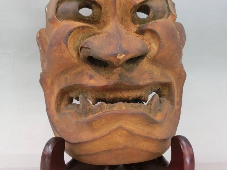 Máscara Kagura de madera japonesa vintage Hannya cara de mujer enojada máscara Demonio Noh #4 Foto 3 de 4