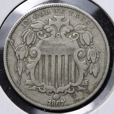 1867 Shield Nickel W/ BIG, SWEET Obverse DIE CRACK ERROR VF E237 THY