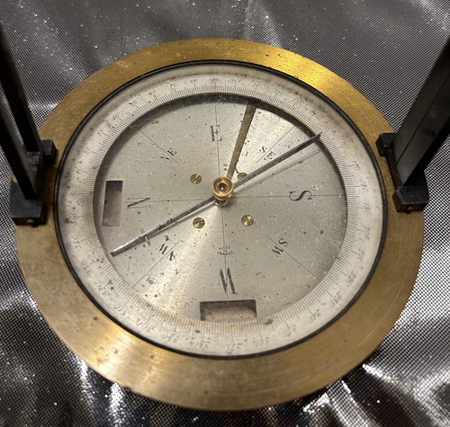 French Surveyor’s Compass With Original Wood Box Brass Antique - 第 5/10 張圖片