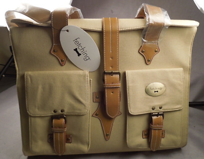 NWT FETCHING Tan Canvas Dog Cat Pet Shoulder Bag Ventilated Carrier