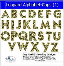 Embroidery Design Set- Leopard Alphabet Caps- 26 Designs - 9 Formats - USB Stick