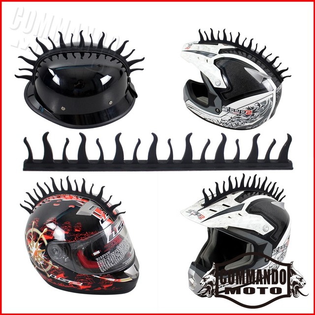 1x Motorcycle Black Rubber Half Shell Helmet Mohawks Headwear Sticker