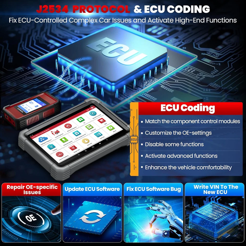 LAUNCH X431 PRO3S V+ELITE Pro5 Car Diagnostic Tool J2534 Programming ECU Coding - Изображение 3 из 4