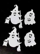 4 Ghosts Halloween Die Cut Scrapbook Embellishment Cards Junk Journal