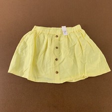 Gap Kids Girls Size Medium 8 Yellow Linen Blend Faux Button Front Skirt NWT