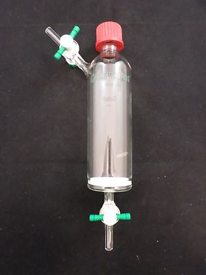 CHEMGLASS Glass 200mL C Frit Solid Phase Peptide Synthesis Vessel w/ Side Port