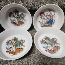 Set Of 4 Vintage Oneida Bowls 6-1/2" Raggedy Ann Andy 1969 Bobbs Merrill Company