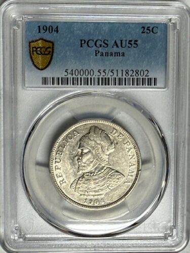 PANAMA - 25 Centesimos de Balboa - 1904 - Km-4 - PCGS AU55 - NICE!