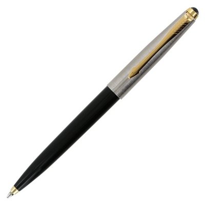 Parker 45 Black & Gold W Dome Ballpoint Pen Blue Ink  New   Made In Uk