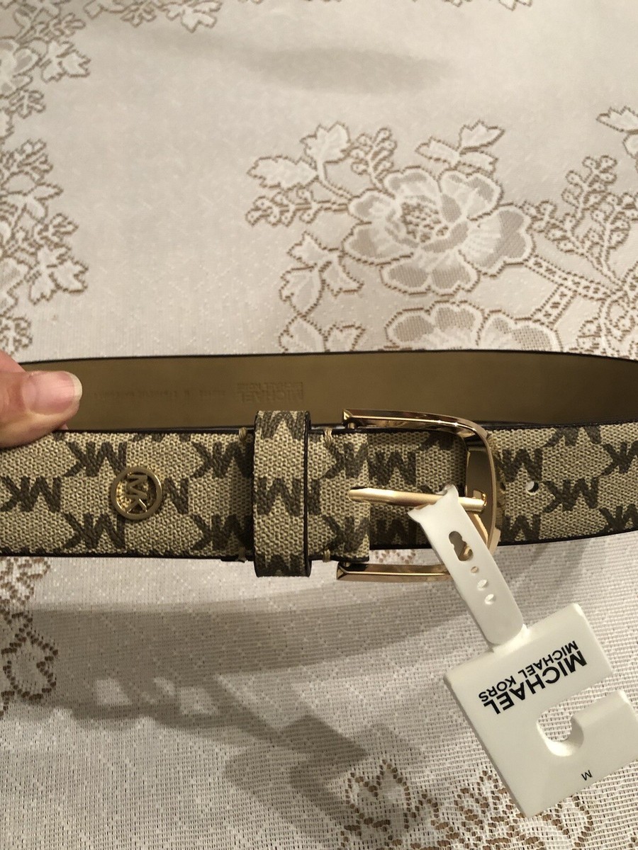 New Michael Kors Womens Beige Brown Logo Belt Size M | eBay display picture 2