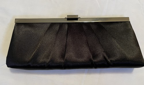 Jacqueline Ferrar Black Pleated Evening Formal Bag Purse 4” X 10” - Picture 11 of 11