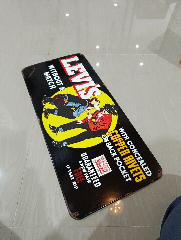 Vintage Levi's advertising sign steel plate not porcelain 1950's era - Image 3 of 4