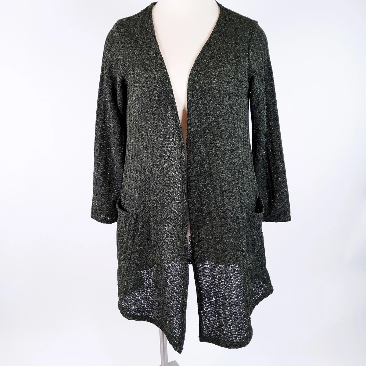 New Forgotten Grace Long Sleeve Duster Cardigan Olive Green Size