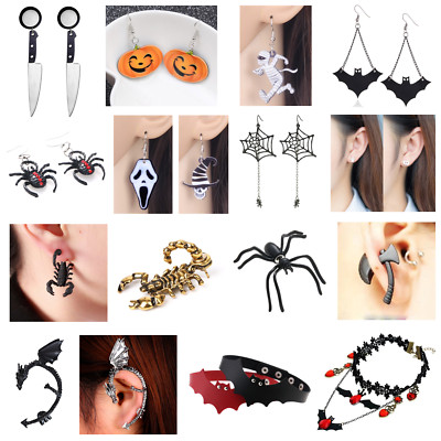 HALLOWEEN SCHMUCK Halskette Ohrringe Manschette Choker Kostüm Spinne Geist Fledermaus 