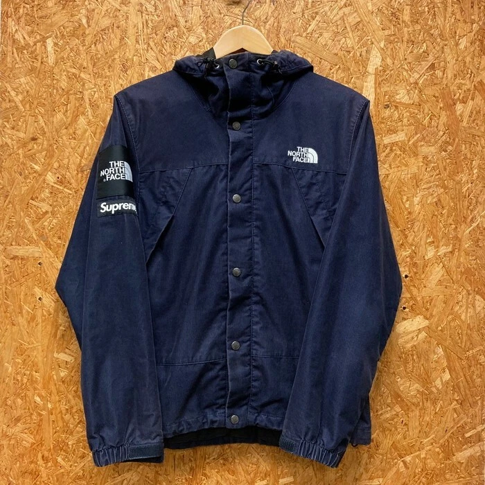 Veste parka montagne velours côtelé Supreme X The North Face bleu marine taille S