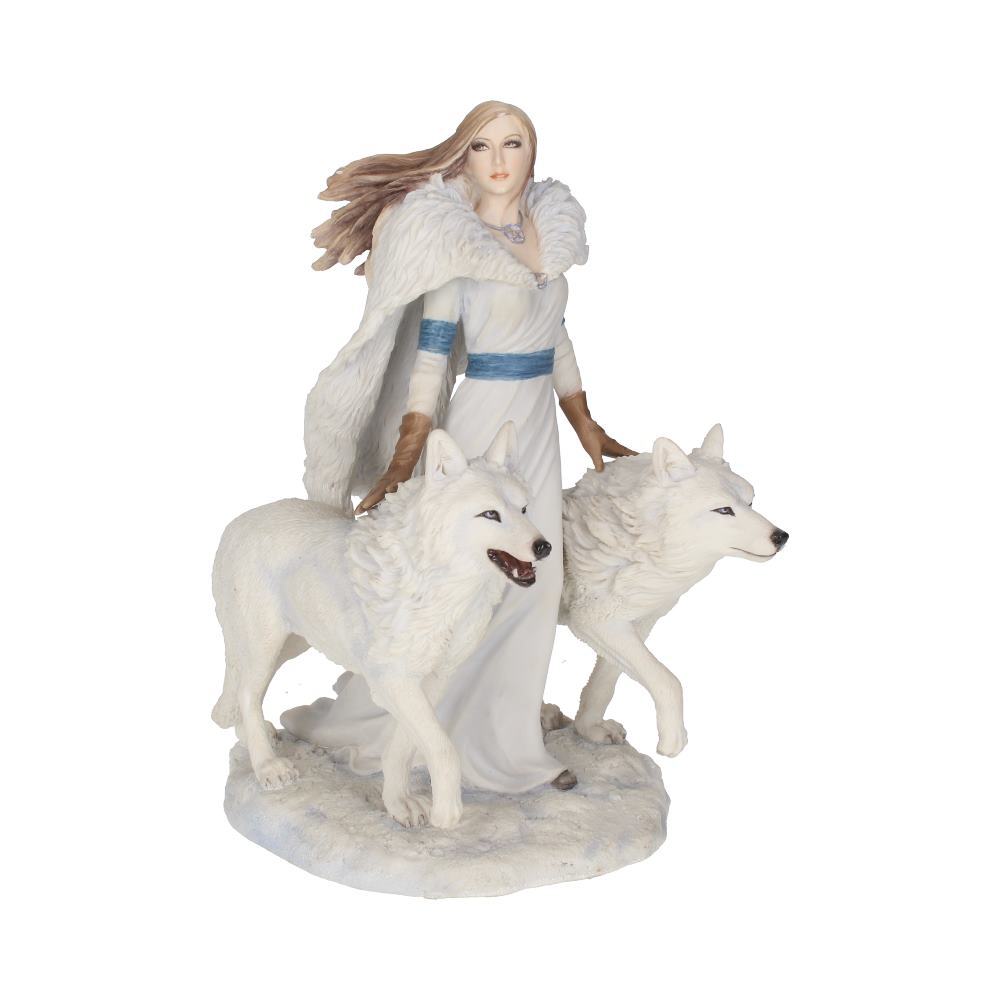 Anne Stokes Winter Guardians Wolf Companion Figurine