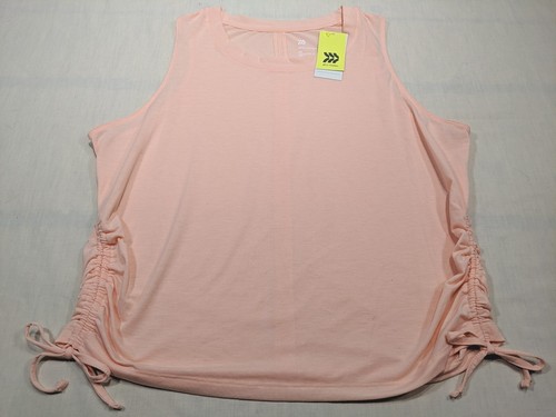 ALL IN MOTION Wmn Lt Pink Crew Neck Semi Fit Gathered Cropped Tank Top szXXL NWT