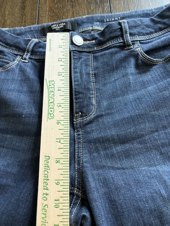 Pantalones de mezclilla para mujer Simply Vera Wang 10 ajustados tiro medio mezcla de algodón rayón triple Foto 4 de 4