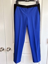 Vince Camuto Womens Pant Size 4 Blue Black Tuxedo Stripe Straight