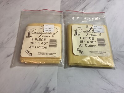 Vintage Candlewicking Fabric - 18'' x 45'' - All Cotton Set of 2 yellow,CFW-201 