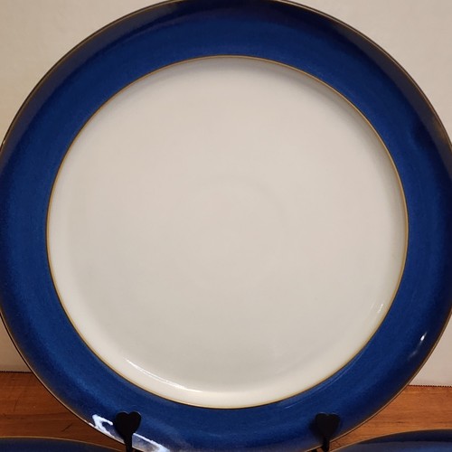 DENBY Langley IMPERIAL BLUE Pattern 12" Gourmet DINNER PLATES Set of 3 - Picture 4 of 8