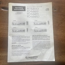 Pioneer PD-M550 PD-M455 Multi-Play CD Player Operating Instructions / Manual