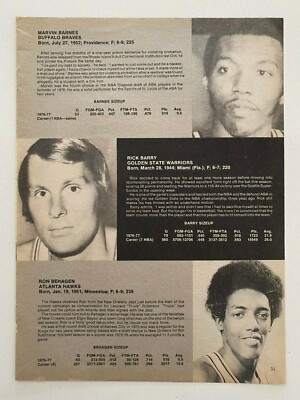 NBA Otis Birdsong Kings, Rick Barry Warriors Vintage 1979 Magazine Photo