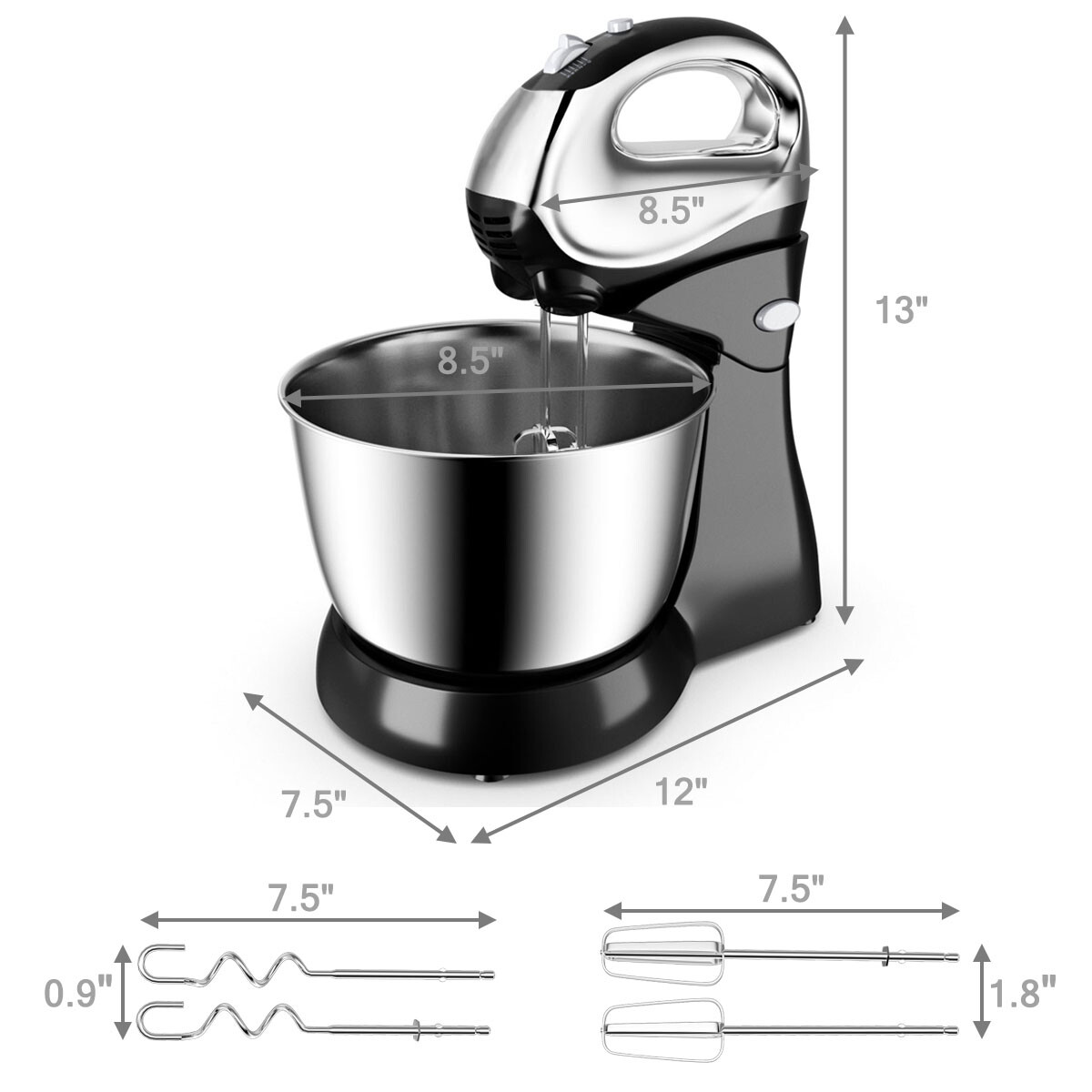 hand mixer with stand and bowl