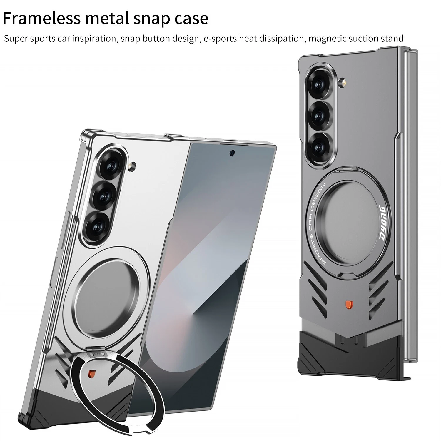 Magnetic Aluminum Metal Frameless Snap Stand Case For Samsung Galaxy Z Fold 6 - Picture 1 of 14