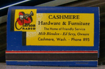 Vintage Matchbook M5 Cashmere Washington Hardware Clarion Radio Sevy Blonden
