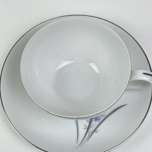 Vintage Castlecourt Wheat Harvest Cup and Saucer Japan Fine China Blue Silver - Picture 3 of 15
