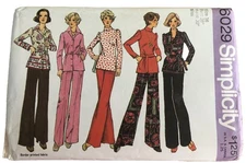 Vintage Simplicity Pattern #6029 1973 Misses' Top, Blouse & Pants Size 16 Uncut