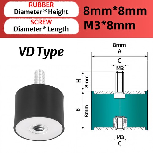 Rubber Mount Car Boat Bobbin Anti Vibration M3 M4 M5 M6 M8 - M20 Cylindrical / B - Picture 10 of 99