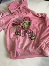 Grinch Graphic Pink Velour Sweatshirt  I  m Only Here For The Gifts  Girls Size 6