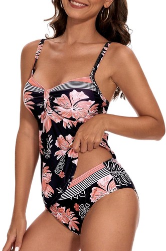 Tankini Swimsuit Swimming Costume 2 Piece Set Floral Size 8-10 - Picture 3 of 6