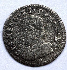 1711 POPE CLEMENT XI - 2 BAIOCCHI - FERRARA (PAPAL STATES) VG+/F-  FREE SHIPPING
