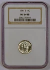 1941-S Mercury Silver Dime from the San Francisco Mint, Graded MS66FB by NGC