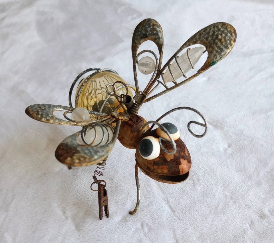 2 Alambres de vidrio de cobre decoración avispa insecto abeja de jardín metal ciclo único en su tipo Foto 4 de 4