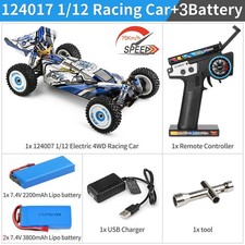 WLtoys 124017-V8 RC Racing Car 1/12 2.4G 4WD 75km/h Metal Chassis RTR 3 Battery