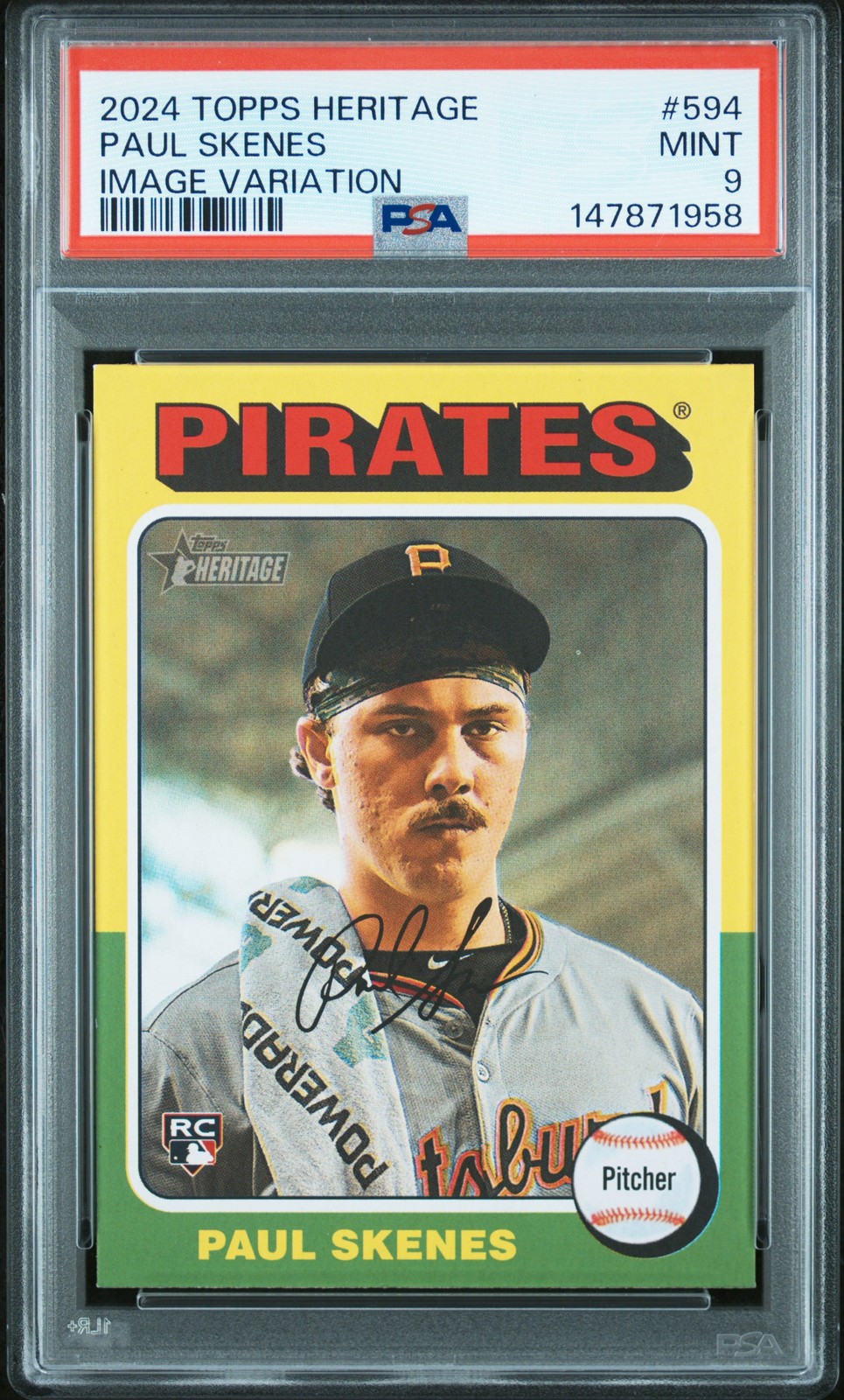 2024 TOPPS HERITAGE IMAGE VARIATION #594 PAUL SKENES ROOKIE RC PSA 9