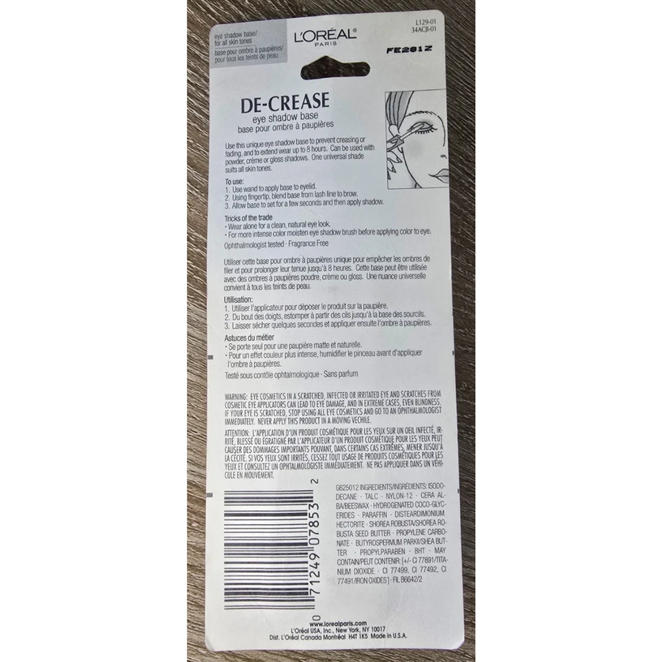 Loreal De-Crease Eye Shadow Base #910 For All Skin Tones Discontinued - Image 2 of 2