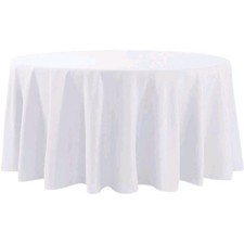 10- 120" White Round Wedding Banquet Polyester Fabric Tablecloth Event Birthday