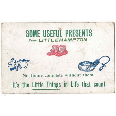 LITTLEHAMPTON Sussex einige nützliche Geschenke Neuheit Postkarte, Poststempel 1915