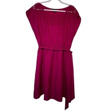 Forever 21+ Plus Size Fuchsia Pink Laser Cut Neckline Belted Dress 1X
