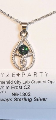 Ryze Party Anhänger N6-1303 Smaragd Stadt L C Opal White Frost CZ /Sterling Silber