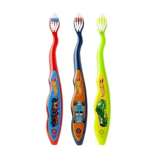 Brush Buddies Hot Wheels Manual Soft Bristled Toothbrushes for Kids, 3-Pack