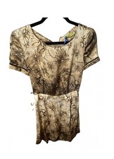 Versace Jeans Brown / Champaign 100% Silk Floral Mini Dress Size IT 40